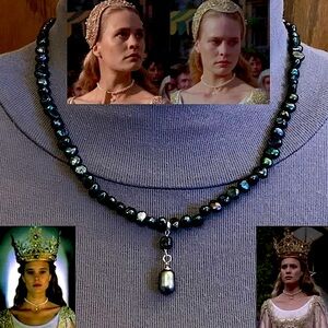 Princess Bride Buttercup Natural Black Pearl Drop Necklace, Handmade Replica